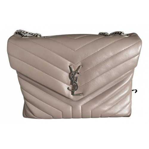 Pre-owned Saint Laurent Loulou Leather Crossbody Bag In Grey