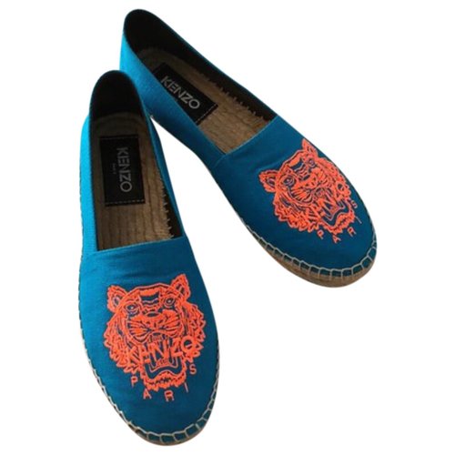 Pre-owned Kenzo Tigre Cloth Espadrilles In Turquoise