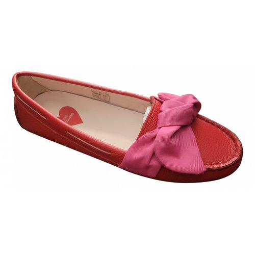 Pre-owned Moschino Love Leather Flats In Red