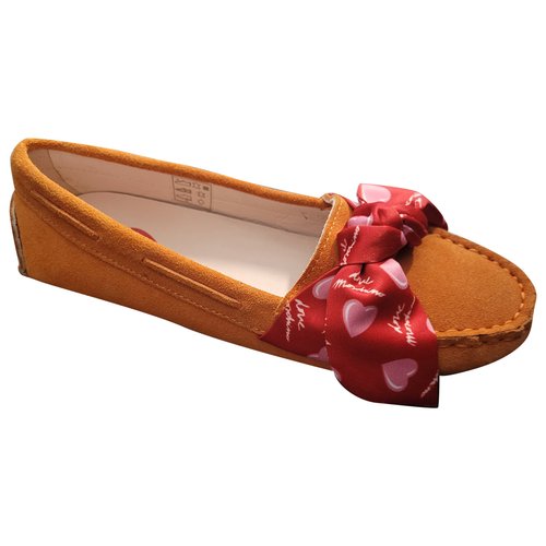 Pre-owned Moschino Love Leather Flats In Orange