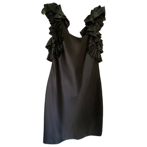 Pre-owned Aidan Mattox Silk Mini Dress In Black
