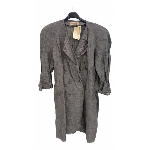 Pre-owned Roccobarocco Linen Dress In Grey