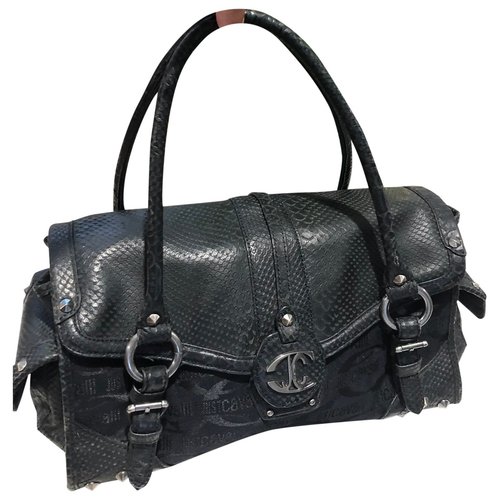 Pre-owned Just Cavalli Linen Handbag In Black