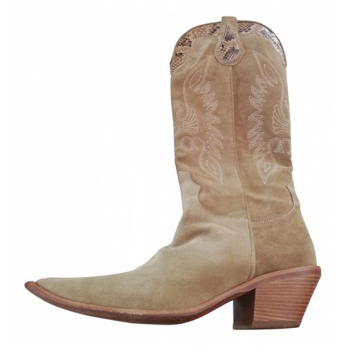Pre-owned Sergio Rossi Ankle Boots In Beige