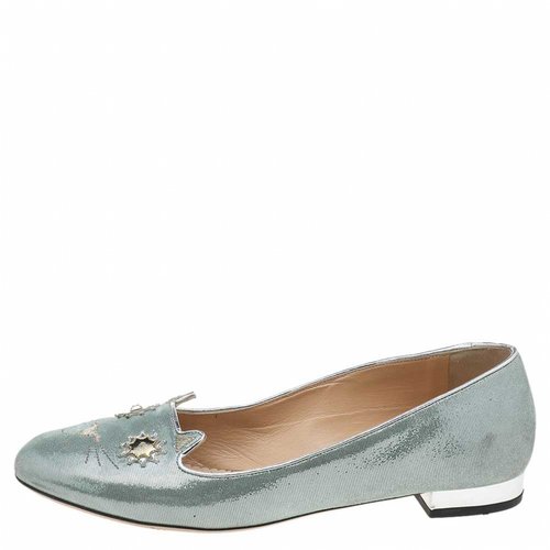 Pre-owned Charlotte Olympia Flats In Green
