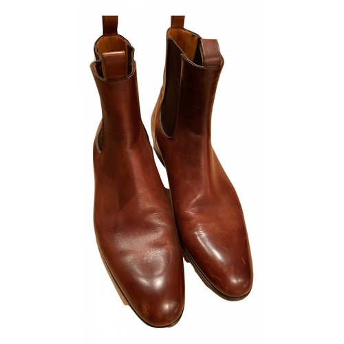 Pre-owned Gucci Leon Leather Boots In Brown
