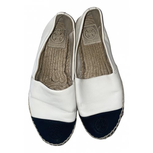 Pre-owned Tory Burch Leather Espadrilles In White