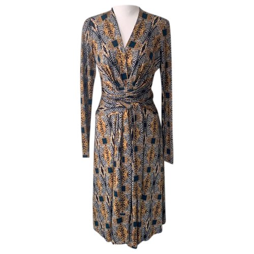 Pre-owned Issa Silk Mid-length Dress In Gold