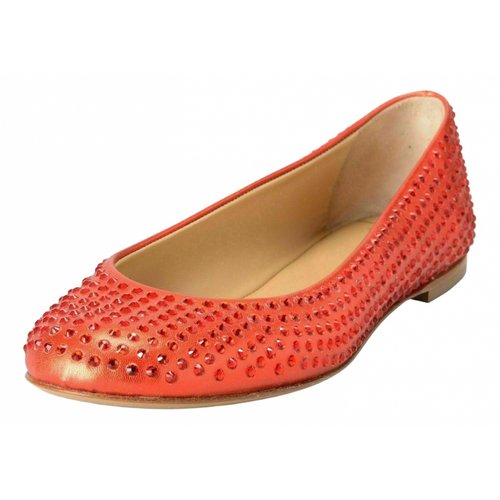 Pre-owned Giuseppe Zanotti Leather Ballet Flats In Red