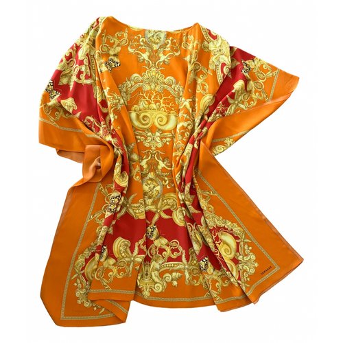 Pre-owned Versace Silk Mid-length Dress In Orange