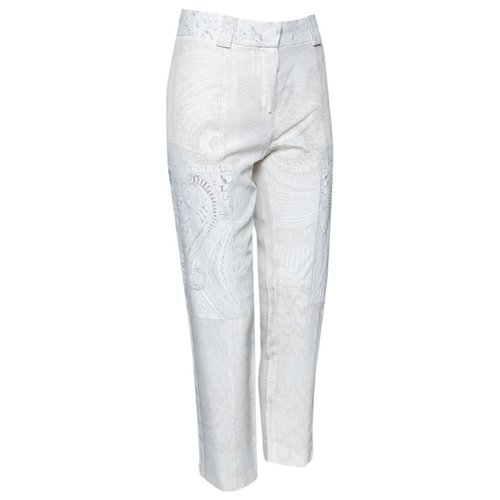 Pre-owned Roberto Cavalli Silk Trousers In White