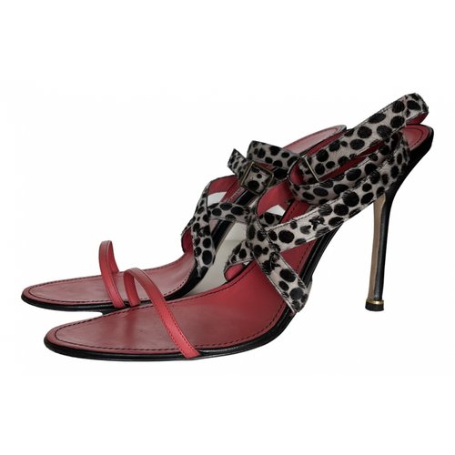 Pre-owned Manolo Blahnik Pony-style Calfskin Sandals In Multicolour