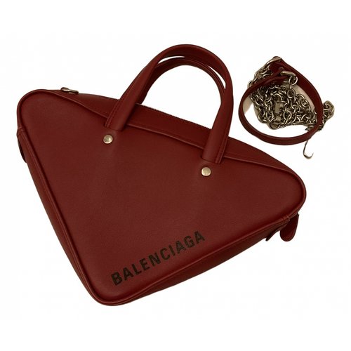 Pre-owned Balenciaga Triangle Leather Crossbody Bag In Red