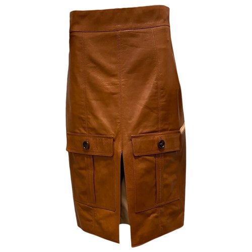 Pre-owned Chloé Leather Mid-length Skirt In Brown