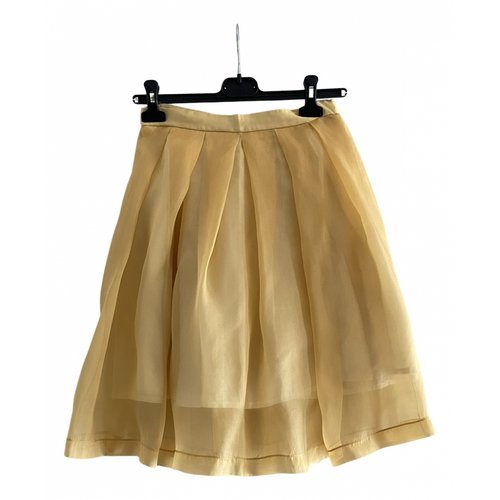 Pre-owned Annie P Silk Mid-length Skirt In Yellow