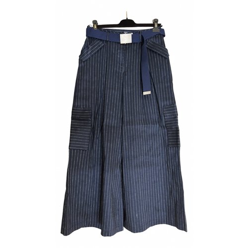 Pre-owned Rosie Assoulin Linen Trousers In Navy