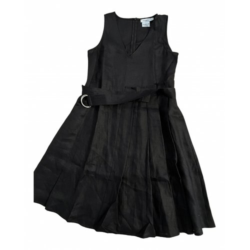 Pre-owned Max & Co Linen Mid-length Dress In Black