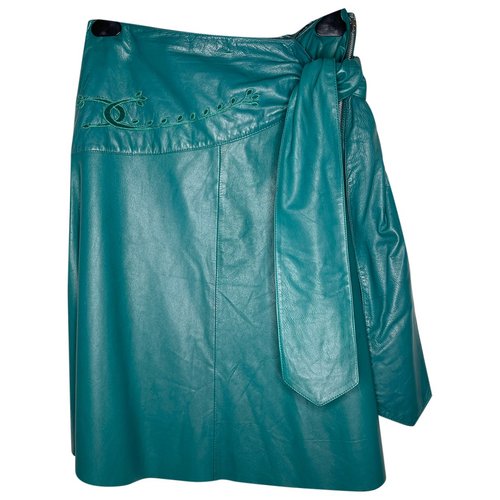 Pre-owned Versace Leather Mid-length Skirt In Green