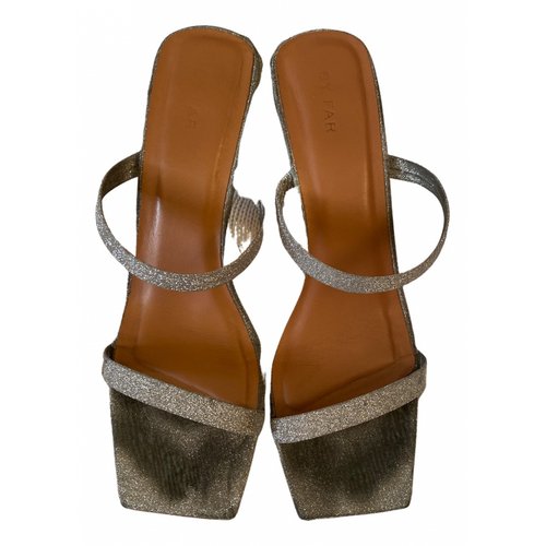 Pre-owned By Far Tanya Leather Sandal In Metallic