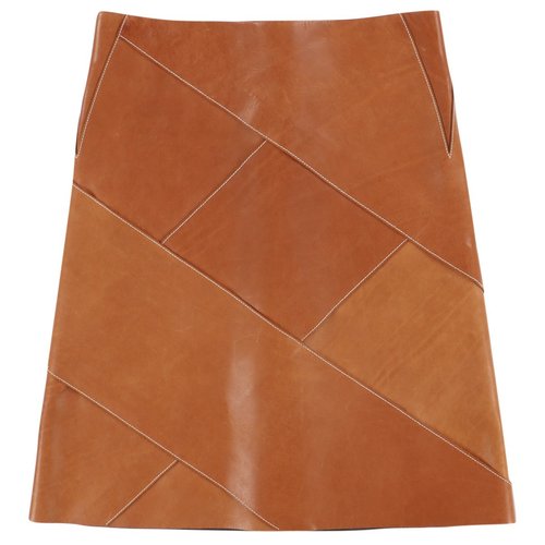 Pre-owned Bottega Veneta Leather Mid-length Skirt In Brown
