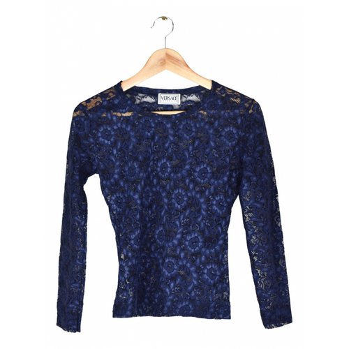 Pre-owned Versace Lace Top In Blue