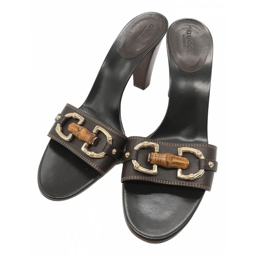 Pre-owned Gucci Leather Sandals In Brown