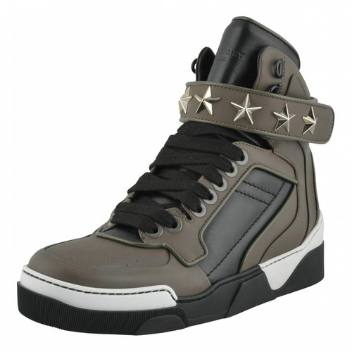 Pre-owned Givenchy Leather High Trainers In Grey