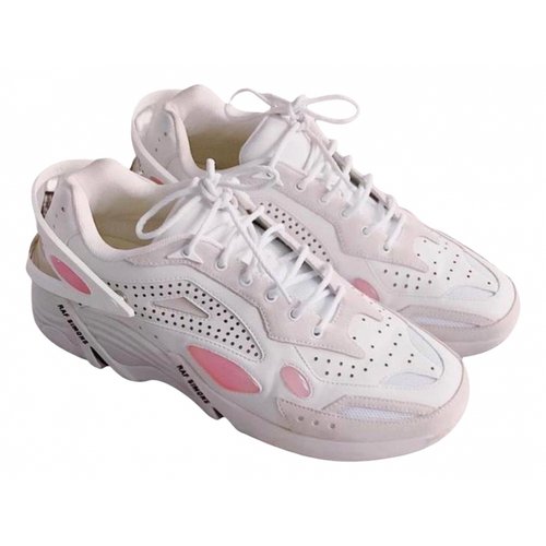Pre-owned Raf Simons Leather Low Trainers In White