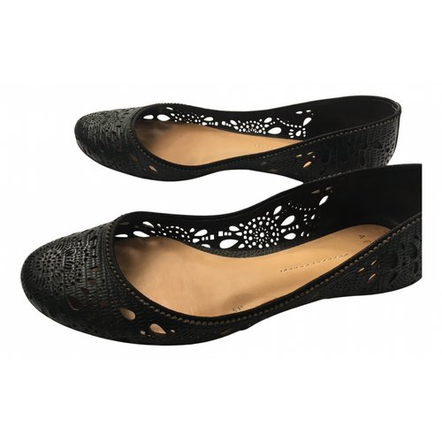 Pre-owned Aerin Leather Ballet Flats In Black