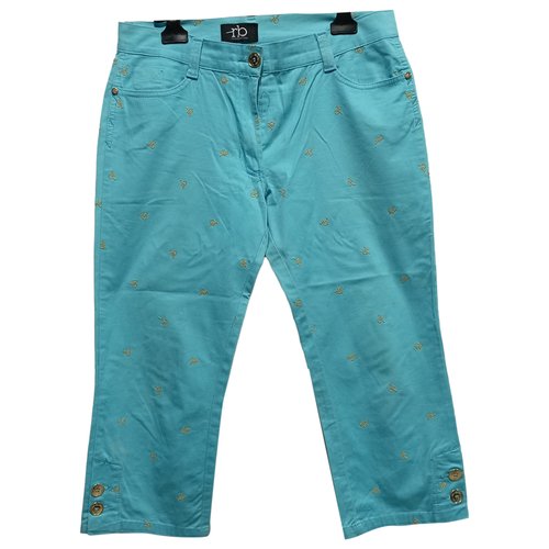 Pre-owned Roccobarocco Straight Pants In Turquoise