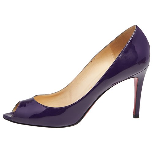 Pre-owned Christian Louboutin Patent Leather Flats In Purple