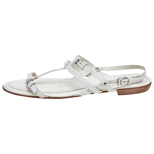 Pre-owned Tod's Leather Sandal In White
