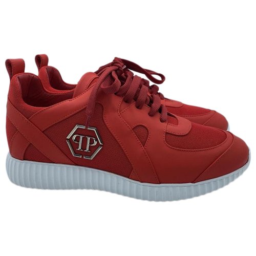 Pre-owned Philipp Plein Leather Low Trainers In Red