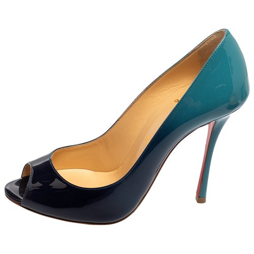 Pre-owned Christian Louboutin Patent Leather Flats In Blue