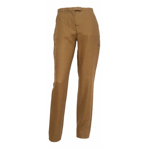 Pre-owned Valentino Linen Straight Pants In Brown