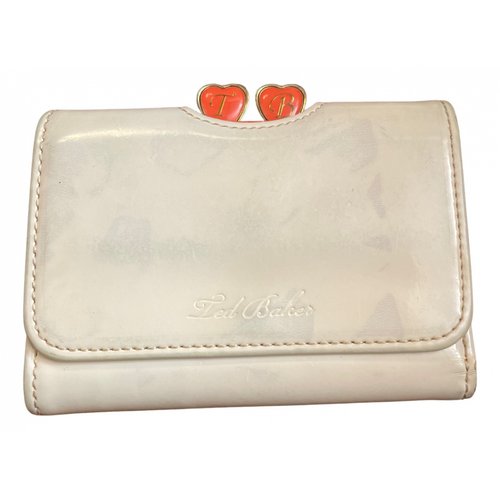 Pre-owned Ted Baker Patent Leather Wallet In Beige