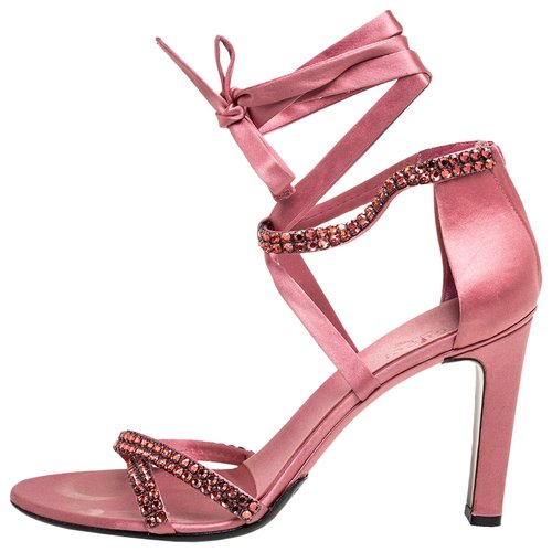 Pre-owned Gucci Cloth Sandal In Pink