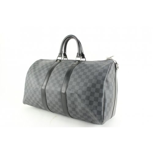 Pre-owned Louis Vuitton Keepall Leather Travel Bag In Black