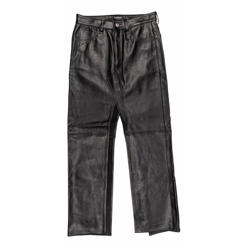Pre-owned Dondup Leather Trousers In Black