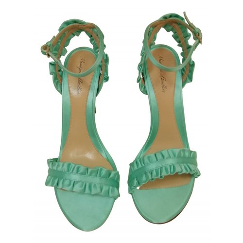 Pre-owned Monique Lhuillier Tweed Sandals In Turquoise