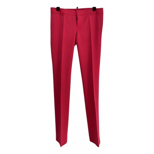 Pre-owned Dsquared2 Wool Straight Pants In Red