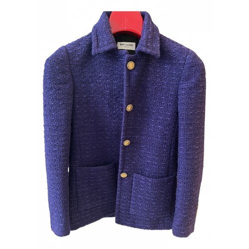 Pre-owned Saint Laurent Tweed Blazer In Purple