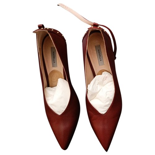Pre-owned Marella Leather Heels In Burgundy