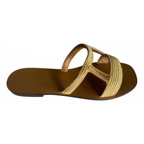 Pre-owned Zeus + Dione Leather Sandal In Gold