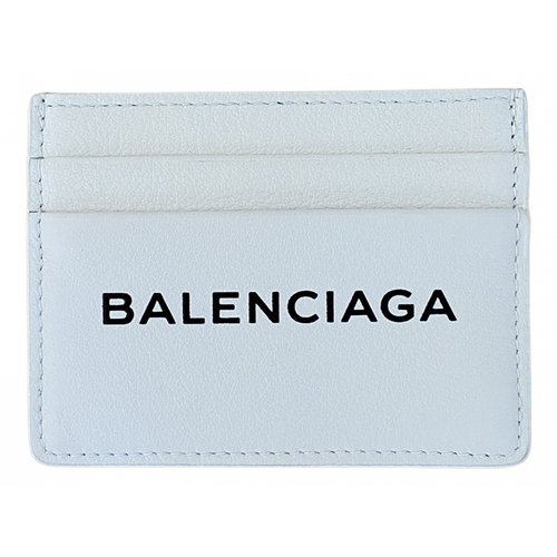 Pre-owned Balenciaga Leather Card Wallet In White