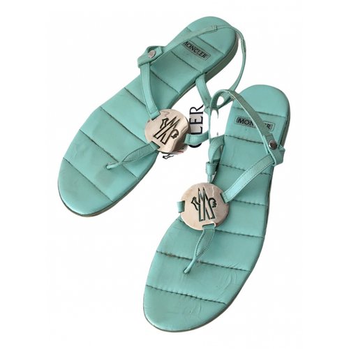 Pre-owned Moncler Leather Sandal In Turquoise