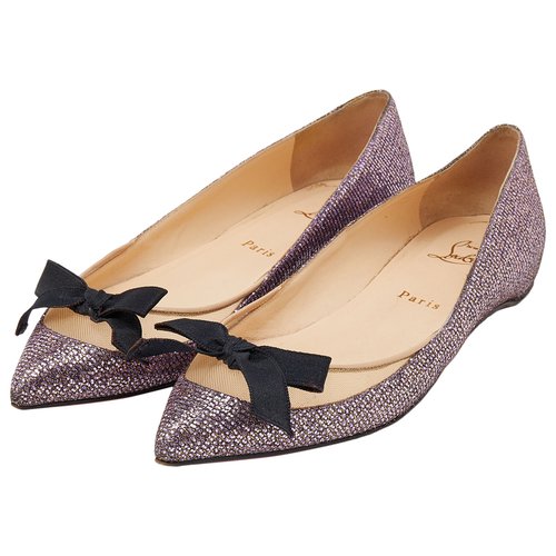 Pre-owned Christian Louboutin Glitter Flats In Purple