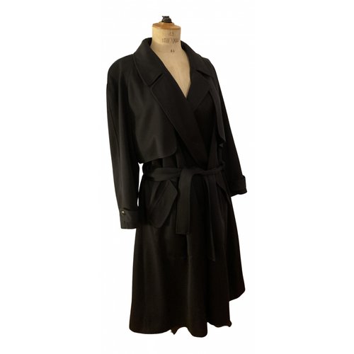 Pre-owned Kenzo Wool Trench Coat In Black