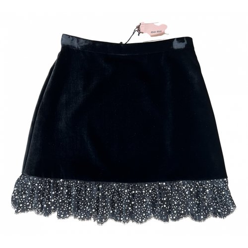 Pre-owned Miu Miu Velvet Mini Skirt In Black