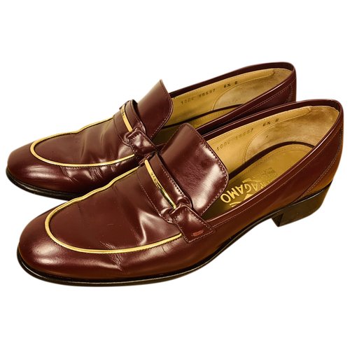 Pre-owned Ferragamo Leather Flats In Burgundy